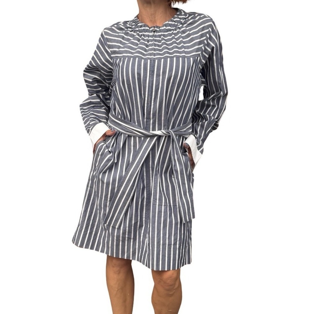 Derek Lam 10 Crosby Shirt Dress 4 Blue Striped Preppy Coastal Nautical Modest